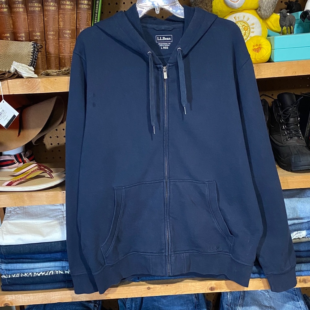 L.L. Bean Men's Dark Blue Zip-Up Sweater